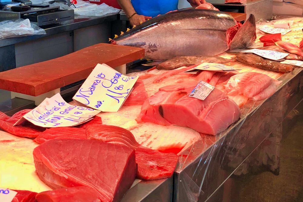 Frischer Thunfisch in der Markthalle Cadiz